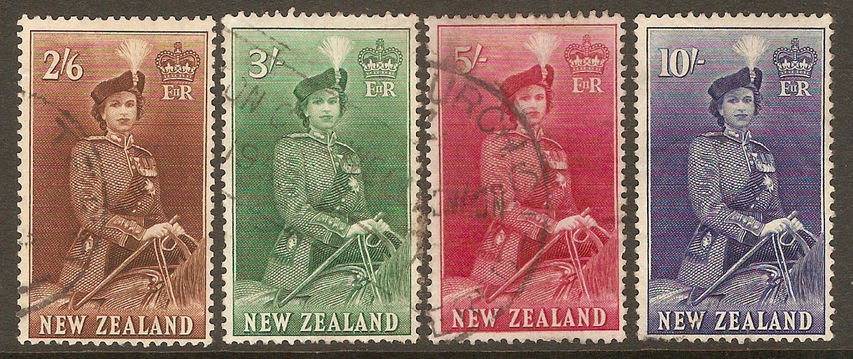 New Zealand 1953 QEII on Horseback series. SG733d-SG736.