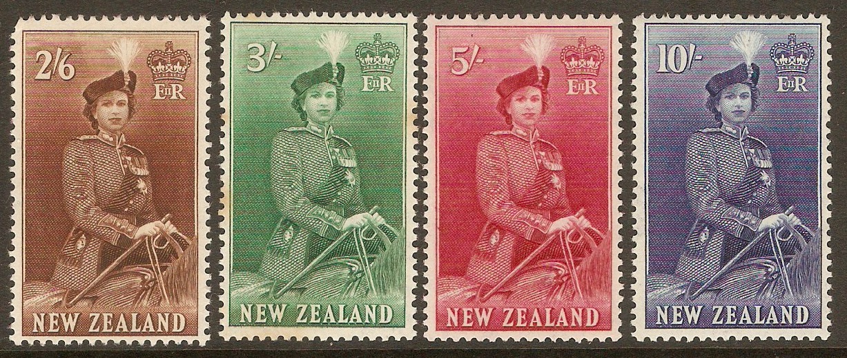 New Zealand 1953 QEII on Horseback series. SG733d-SG736.