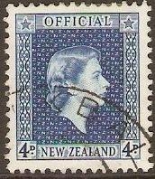 New Zealand 1954 4d Blue Official Stamp. SGO164.