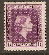 New Zealand 1954 1s Purple - Official Stamp. SGO166.