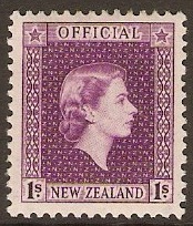 New Zealand 1954 1s Purple Official Stamp. SGO166.