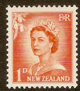 New Zealand 1955 1d Orange. SG745.