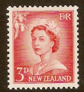 New Zealand 1955 3d Vermilion. SG748.