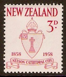 New Zealand 1958 3d City Centenary Stamp. SG767.