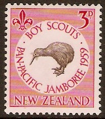 New Zealand 1959 3d Scout Jamboree Stamp. SG771.
