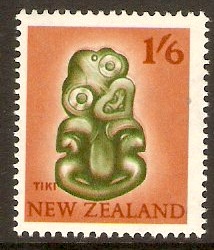 New Zealand 1960 1s.6d Olive-green and orange-brown. SG793.