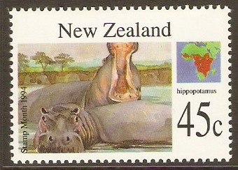 New Zealand 1994 45c Hippopotamus - Wild Animals Series. SG1826.