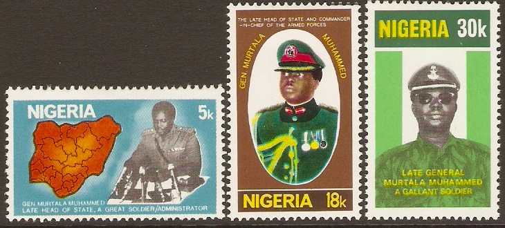 Nigeria 1977 Anniv. of Head of State Death Set. SG366-SG368.