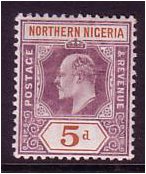 Northern Nigeria 1902 5d. Dull Purple and Chestnut. SG24.