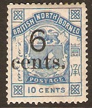 North Borneo 1891 6c on 10c blue. SG56.