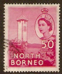 North Borneo 1954 50c Rose-carmine. SG382.