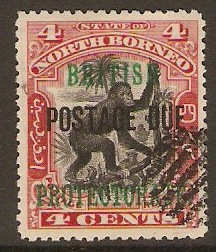 North Borneo 1901 4c Black and carmine. SGD40. Postage Due.