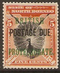 North Borneo 1901 5c Black and orange-vermilion. SGD41.