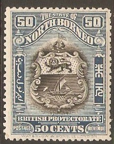 North Borneo 1911 50c Black and steel-blue. SG179.