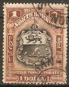 North Borneo 1911 $1 black and chestnut. SG180.