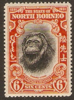 North Borneo 1931 6c Black and orange. SG296.