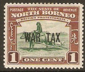 North Borneo 1941 1c "WAR TAX" Stamp. SG318.