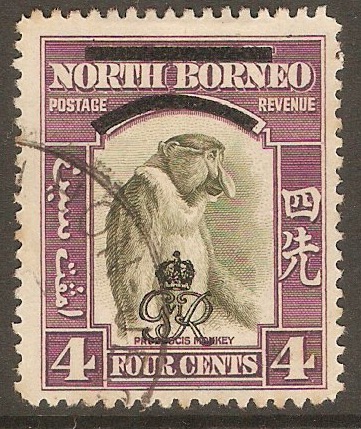 North Borneo 1947 4c Bronze-green and violet. SG338.