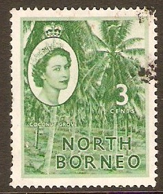 North Borneo 1954 3c Green. SG374.