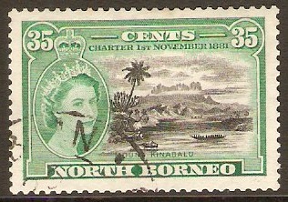 North Borneo 1956 35c Black and bluish green. SG389.
