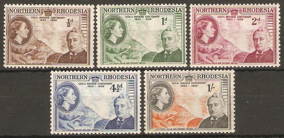 Northern Rhodesia Stamps: 1953 Cecil Rhodes Commemoration Set SG54-SG58 ...