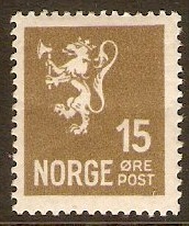 Norway 1926 15ore Olive-brown. SG188.