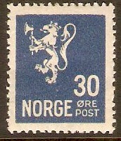 Norway 1926 30ore Blue. SG190b.
