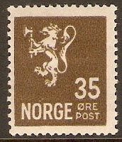Norway 1926 35ore Olive-brown. SG191.