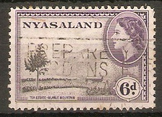 Nyasaland 1953 6d Black and violet. SG180.