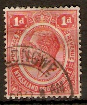 Nyasaland 1921 1d Carmine. SG101.