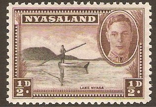 Nyasaland 1945 d Black and chocolate. SG144.