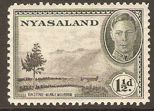 Nyasaland 1945 1d Black and grey-green. SG146.