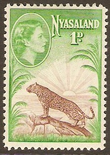 Nyasaland 1953 1d Brown and bright green. SG174.