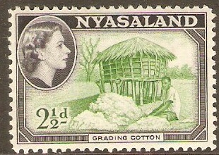Nyasaland 1953 2½d Green and black. SG177.