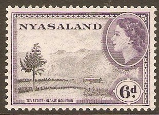 Nyasaland 1953 6d Black and violet. SG180a.