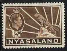 Nyasaland 1938 ½d Brown. SG130a.