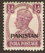Pakistan 1947 ½a Purple. SG2.