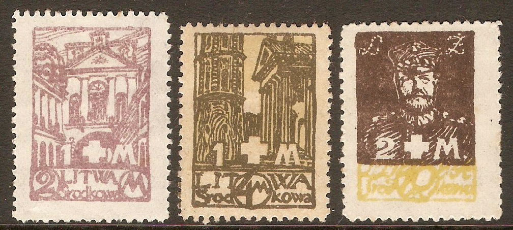 Central Lithuania 1921 White Cross fund set. SG31-SG33.