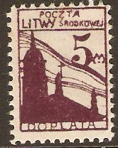 Central Lithuania 1921 5m Purple. SGD27.