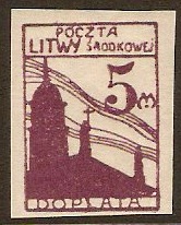 Central Lithuania 1921 5m Purple. SGD27.