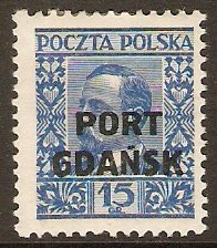Port Gdansk 1929 15g Blue. R23.