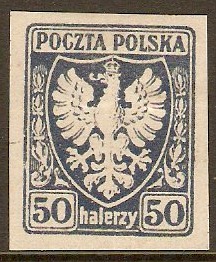 Poland 1919 50h Blue Imperf. Series. SG58.