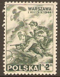 Poland 1945 1z +2z Green - Warsaw Rising Fund Stamp. SG498.