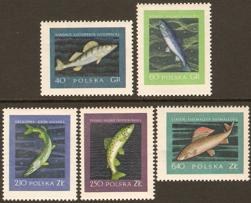 Poland 1958 Fish Set. SG1051-SG1055.