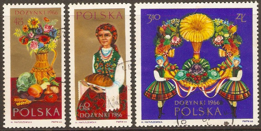 Poland 1966 Harvest Festival Stamps Set. SG1672-SG1674.