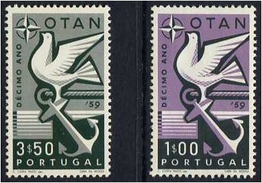 Portugal 1960 NATO Anniversary Stamp Set. SG1164-SG1165.
