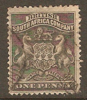 Rhodesia 1892 1d Black. SG1.