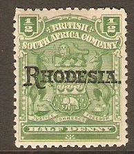 Rhodesia 1909 ½d Green to deep green. SG100.