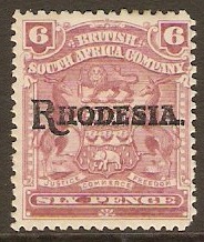 Rhodesia 1909 6d Reddish-purple. SG106.