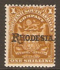 Rhodesia 1909 1s Bistre. SG107.